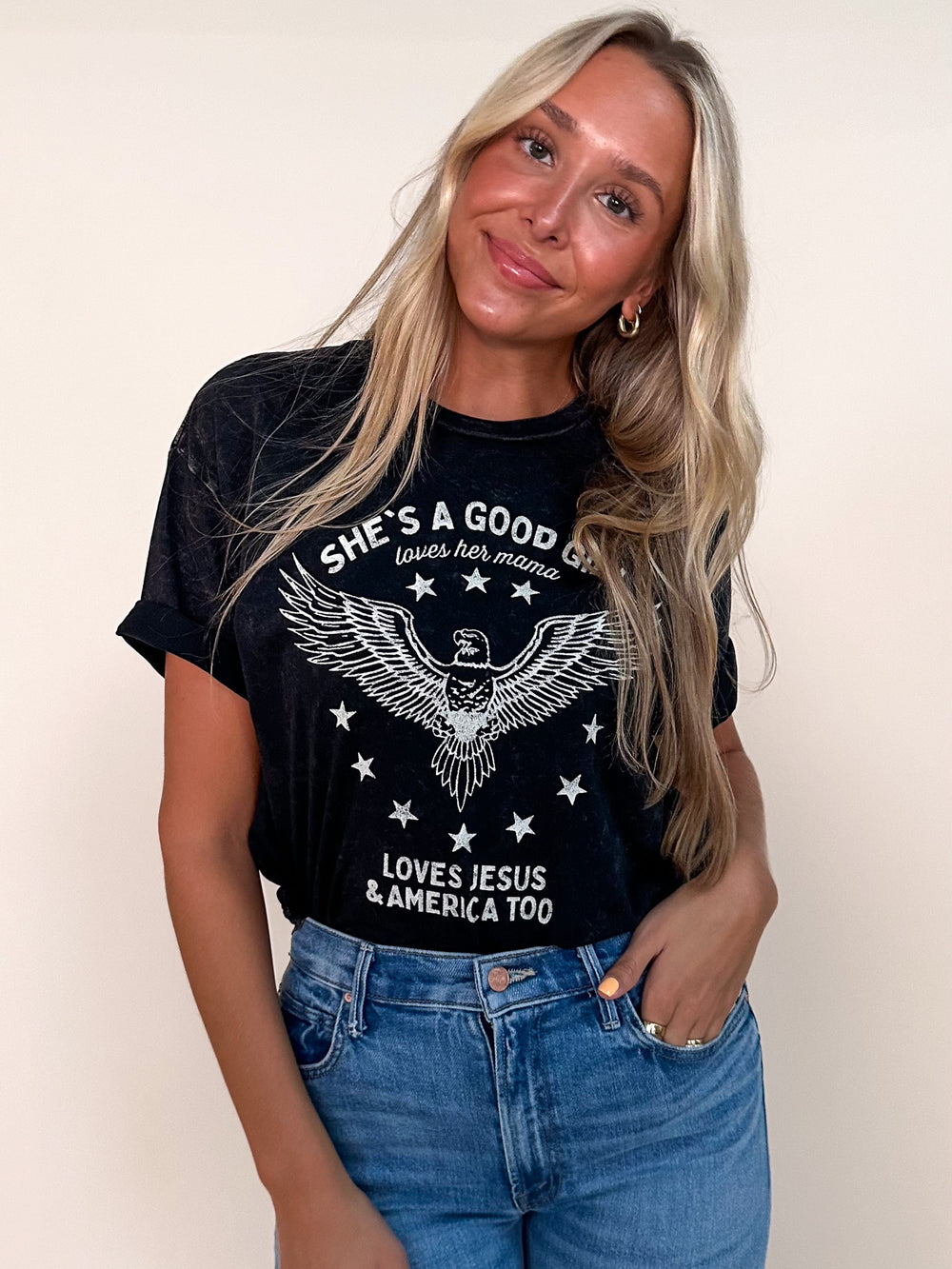 She's A Good Girl Mineral Graphic Top