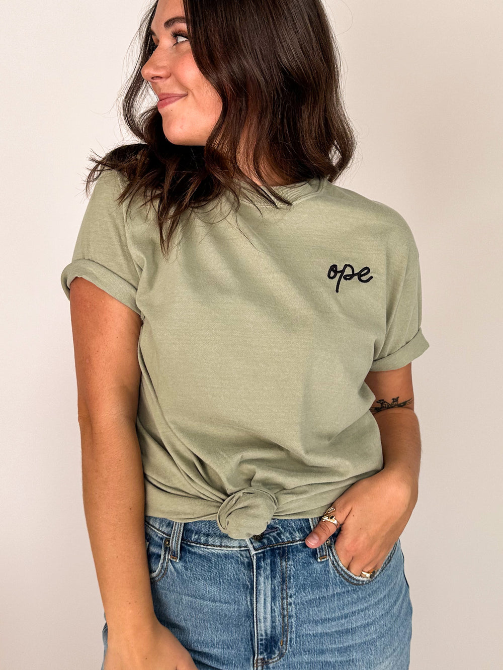 Ope Modern Script Embroidered Tee