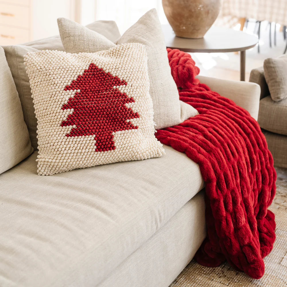 Holiday Double Ruched Faux Fur Throw Blanket