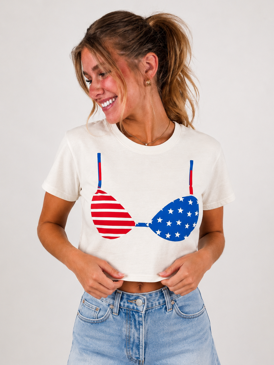 American Bikini Crop Tee