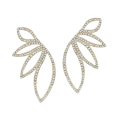 804 Rhinestone Metal Flower Shaped Post Earrings