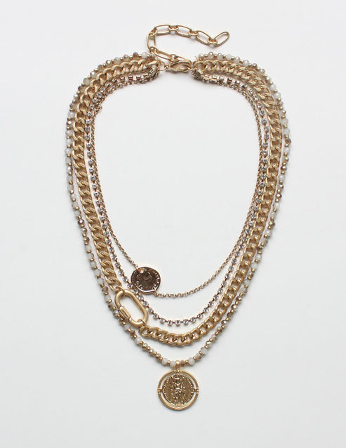 Multi Layer Coin Charm Necklace