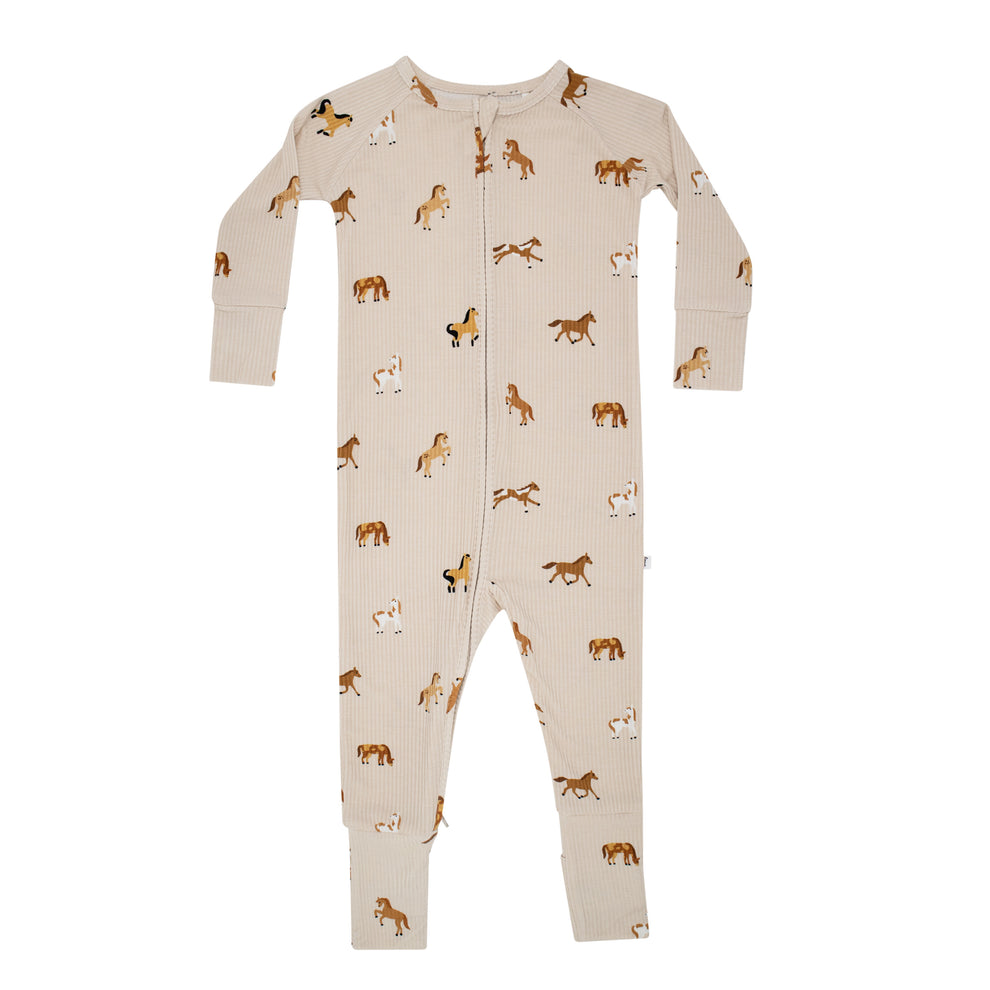 Horses Small Ribbed Zip Romper