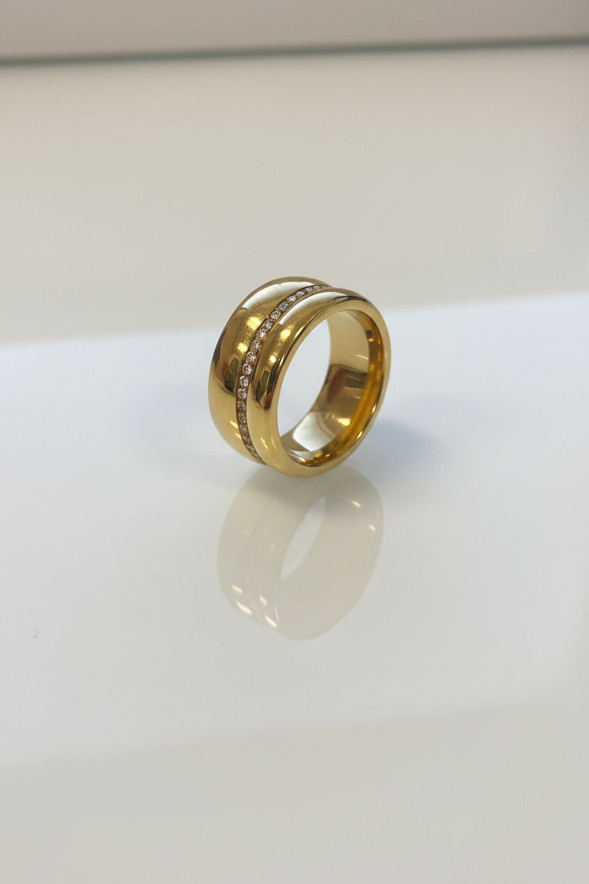Gold Single Band CZ Ring