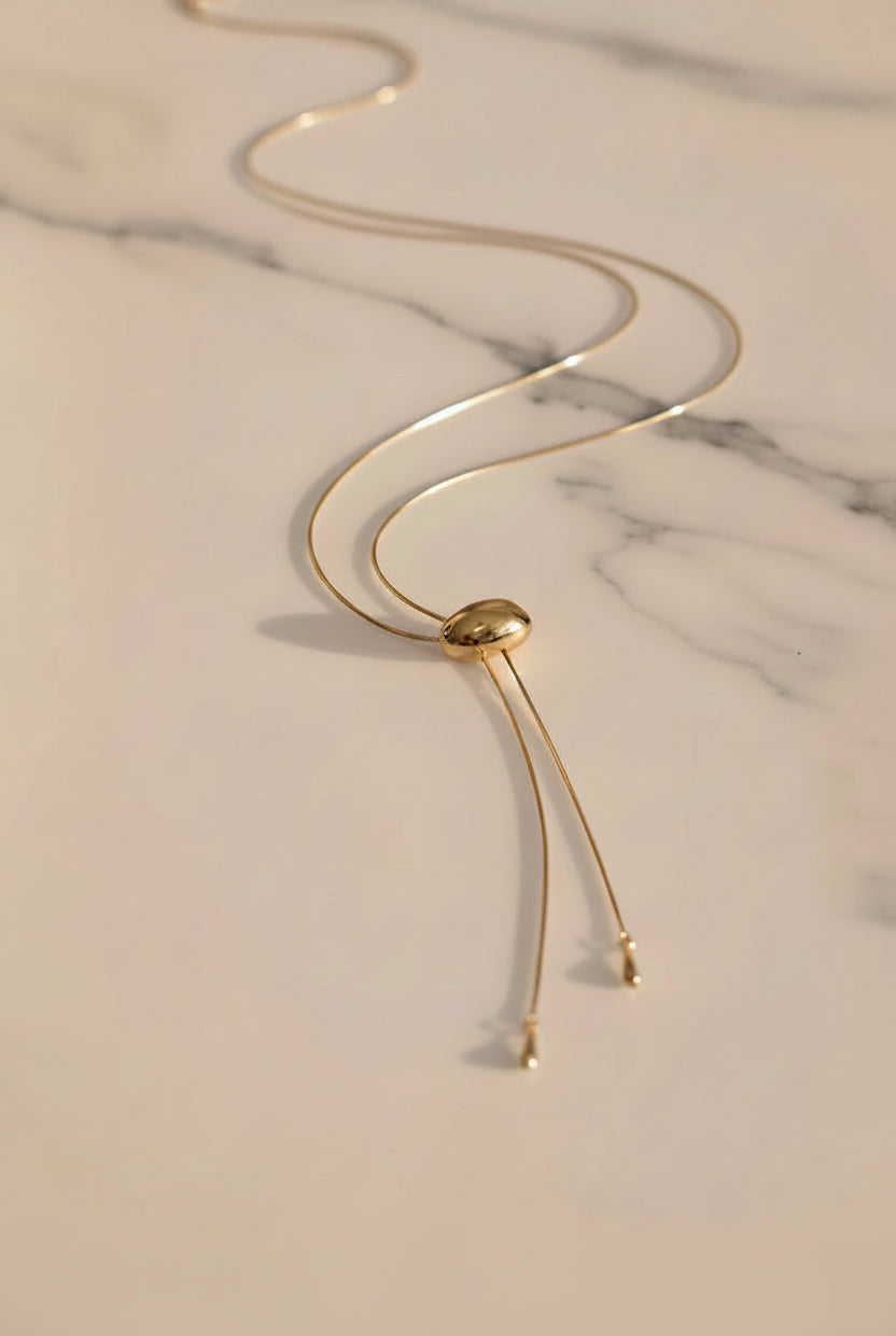 Dainty Thin Bean Bolo Necklace