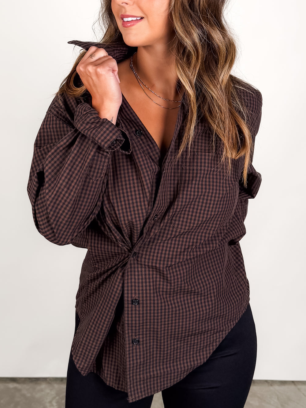 Mila Long Sleeve Button Down Wrap Top