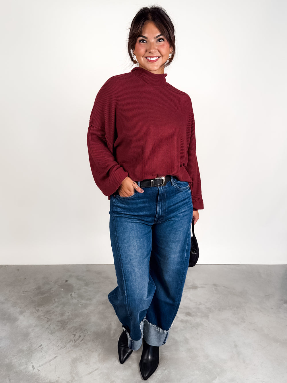 Becca Cozy Rib Funnel NeckTop