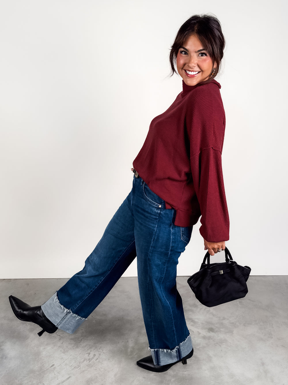 Becca Cozy Rib Funnel NeckTop