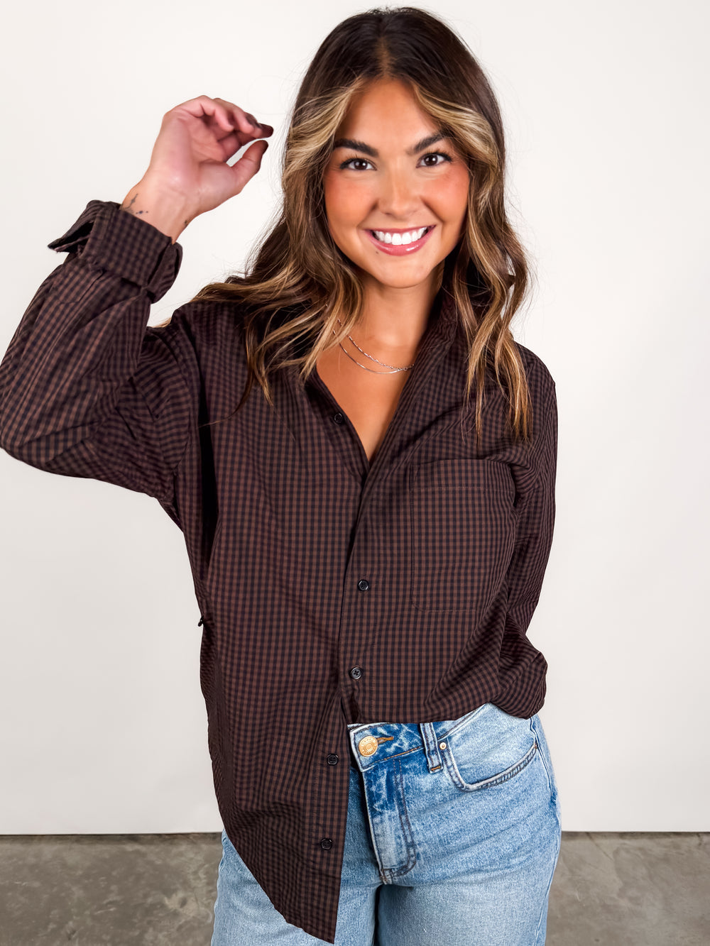 Mila Long Sleeve Button Down Wrap Top