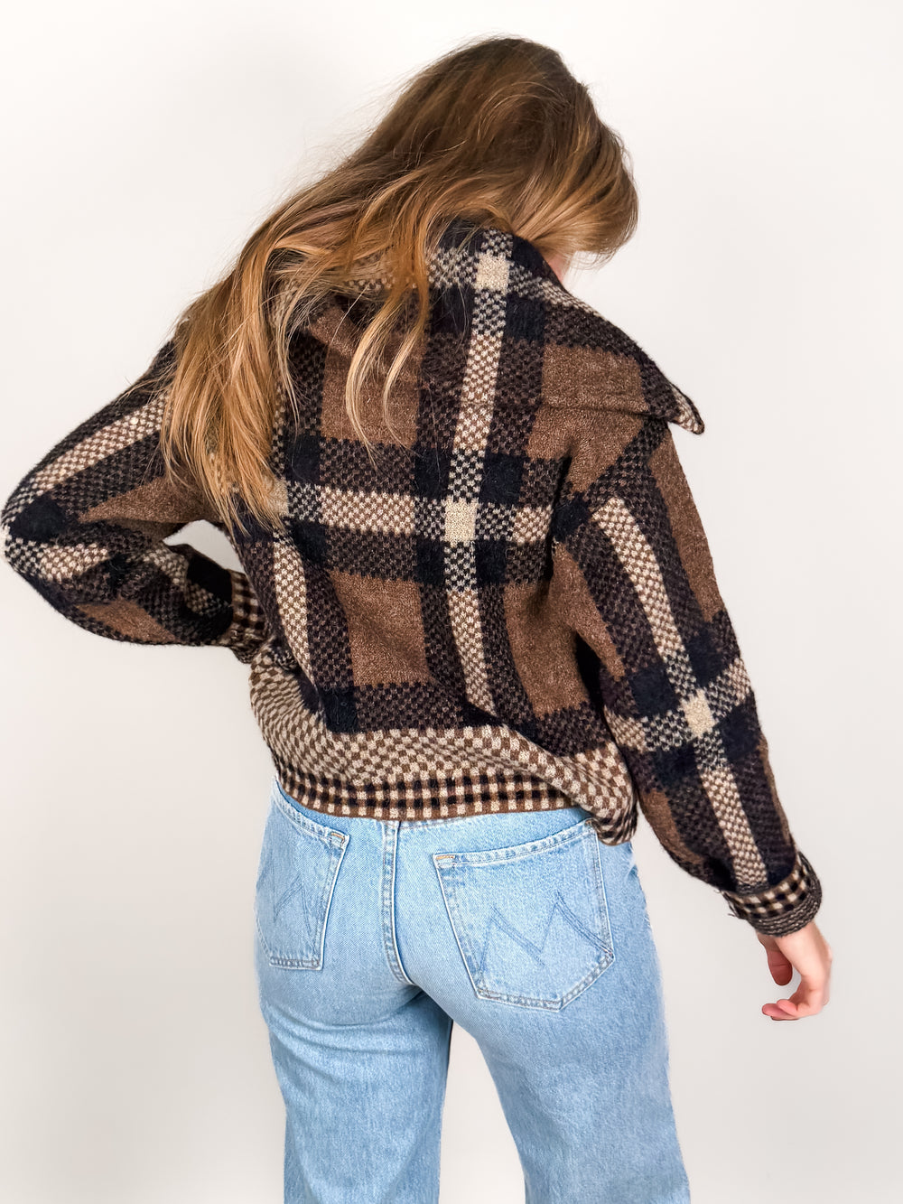 I'm Wanted Checkered Crop Jacket