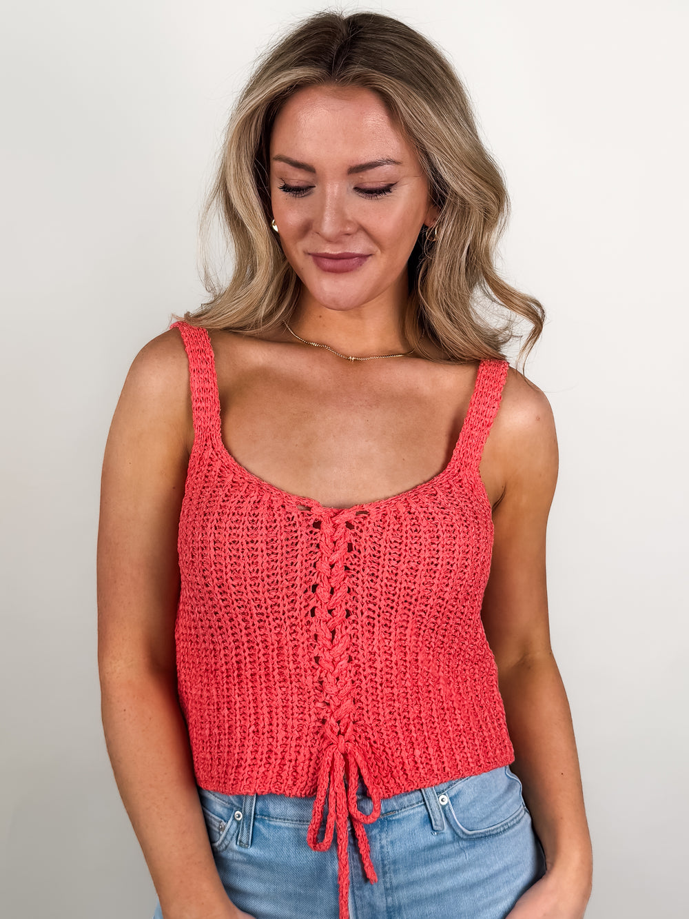 Tate Lace Up Sweater Top