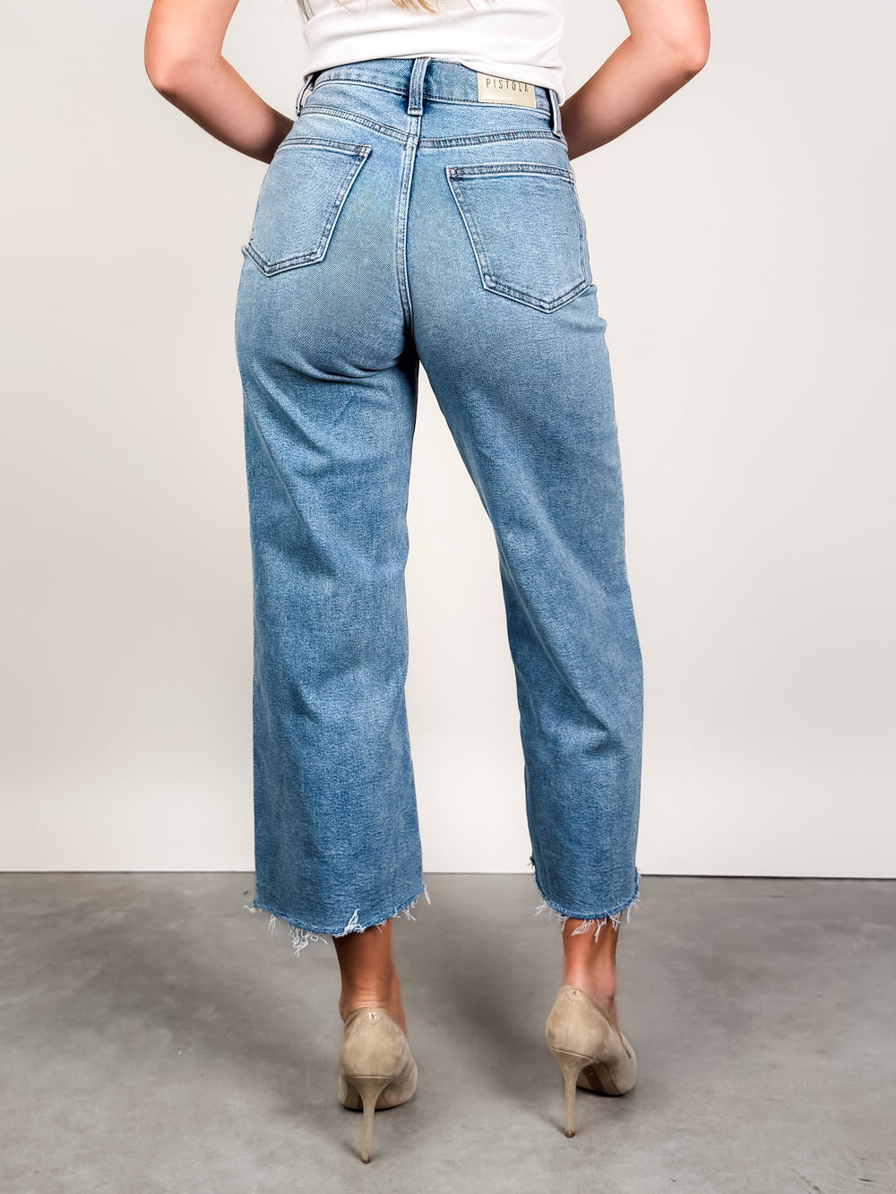 Lana Crop High Rise Ultra-Wide Leg Jean in Bistro
