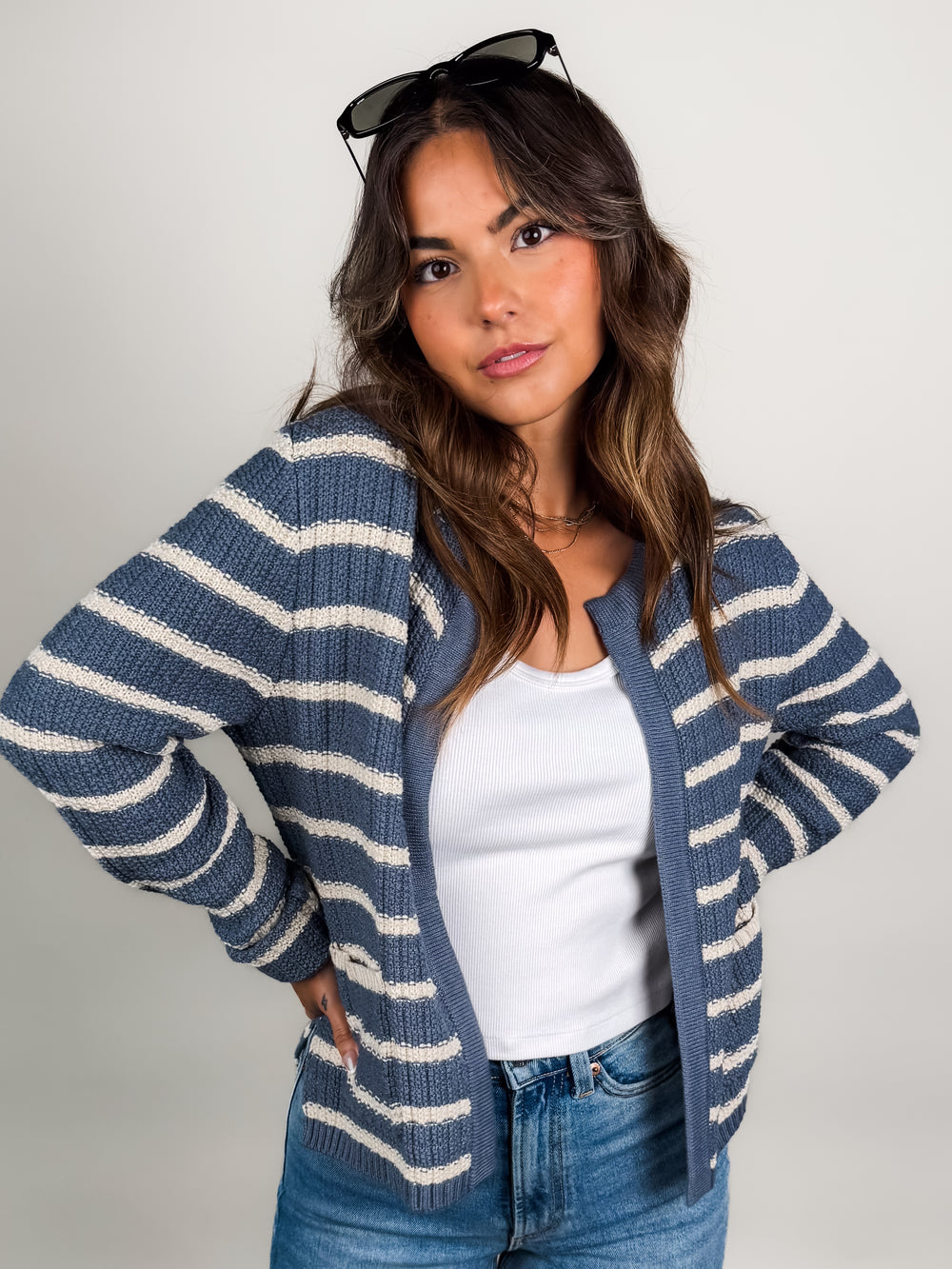 Ain't No Joke Striped Cardigan