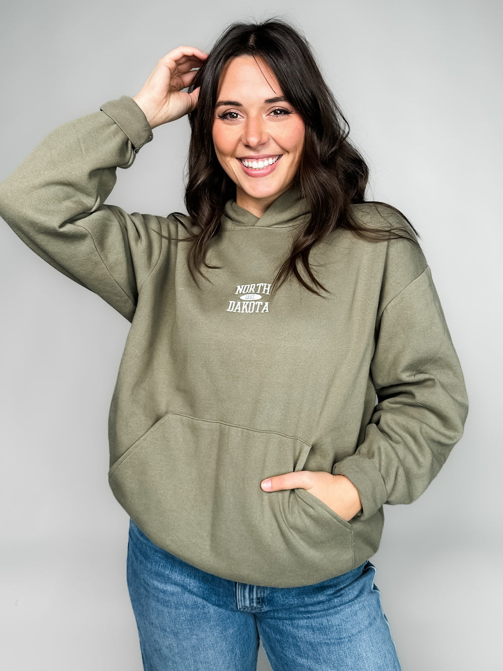 North Dakota Retro Embroidered Hoodie