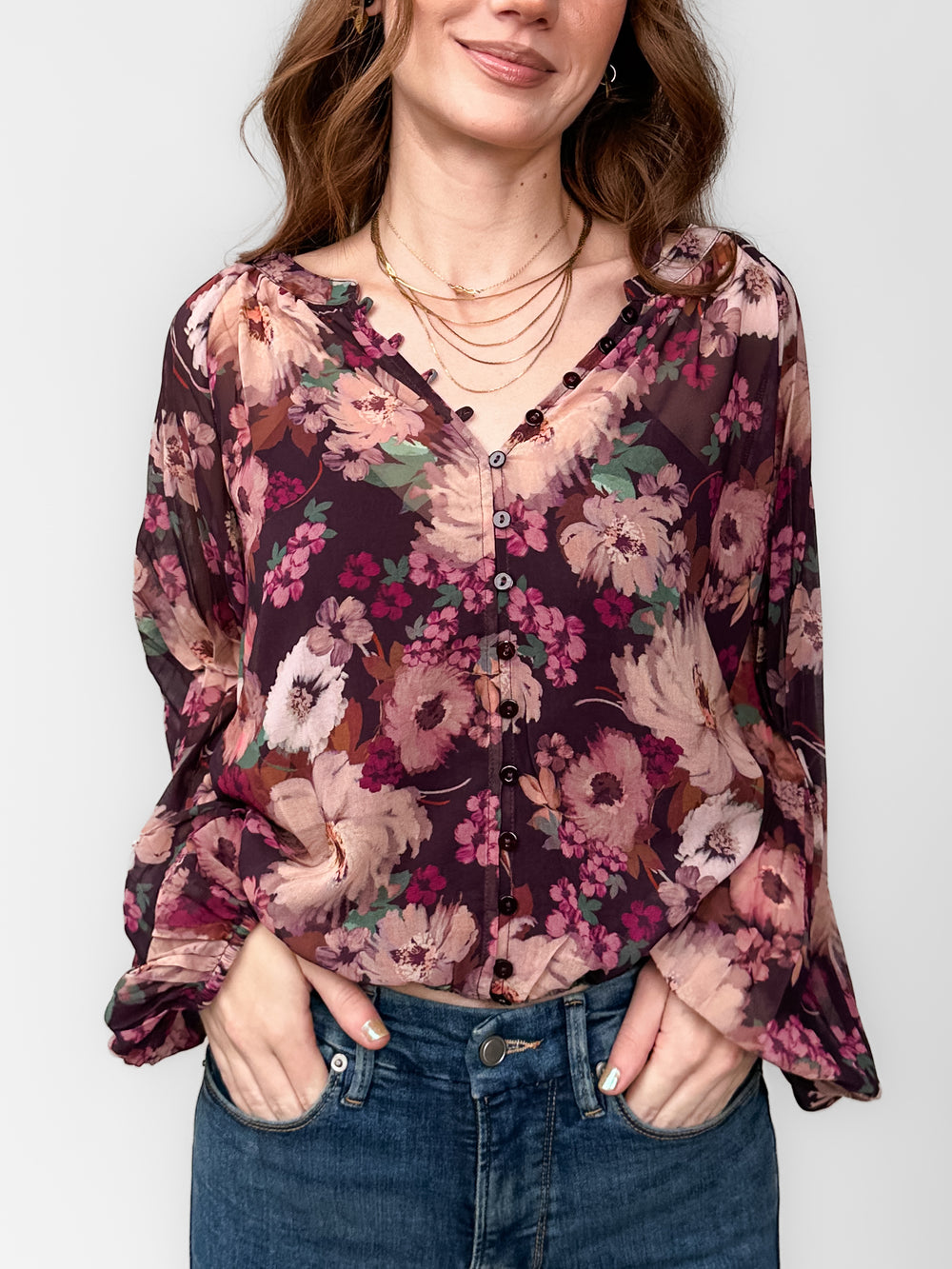 Lenni Floral Pleated Blouse