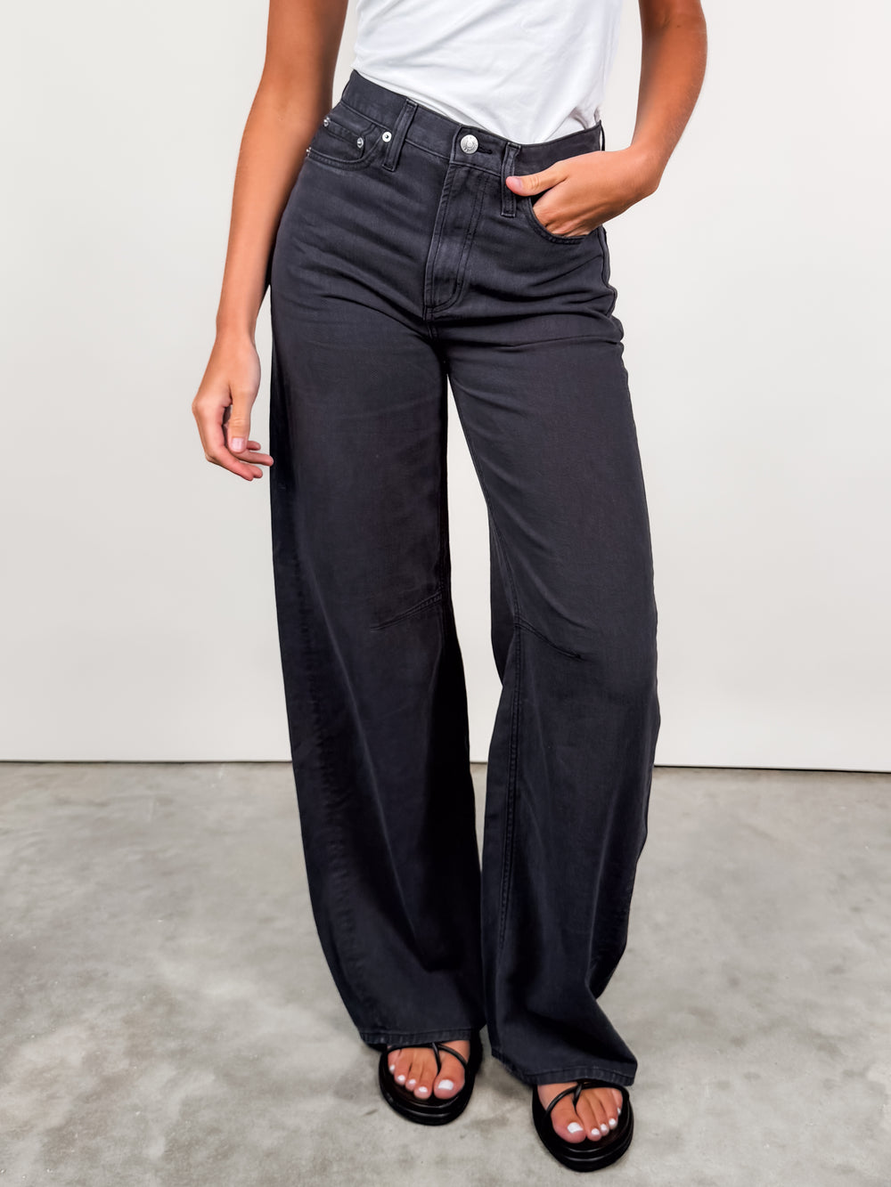Sydney High Rise Linen Bowed Wide Leg in Bristol Black