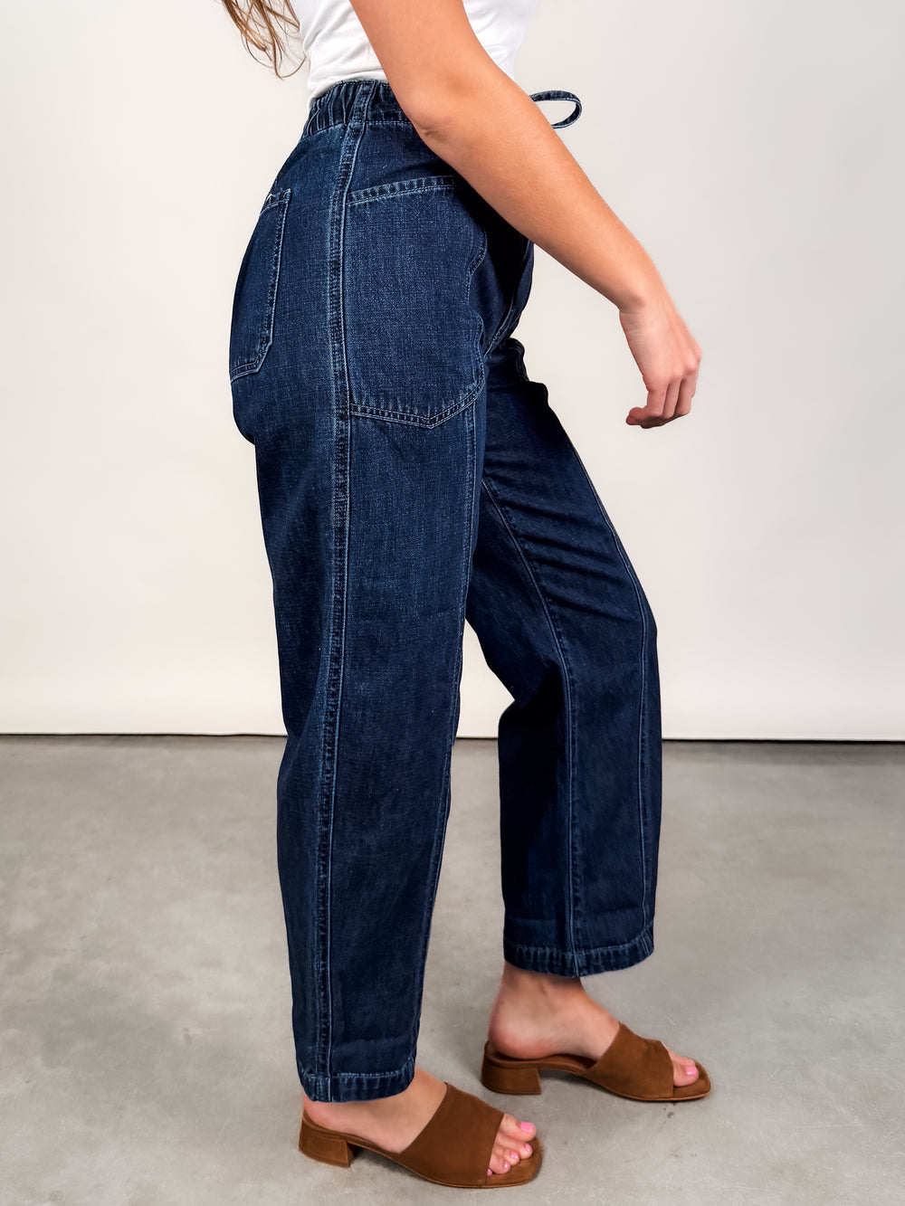 Villa Drawstring Barrel Leg in Blue Mood