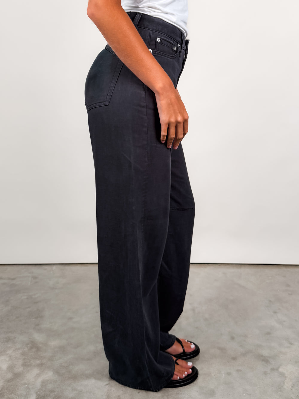 Sydney High Rise Linen Bowed Wide Leg in Bristol Black