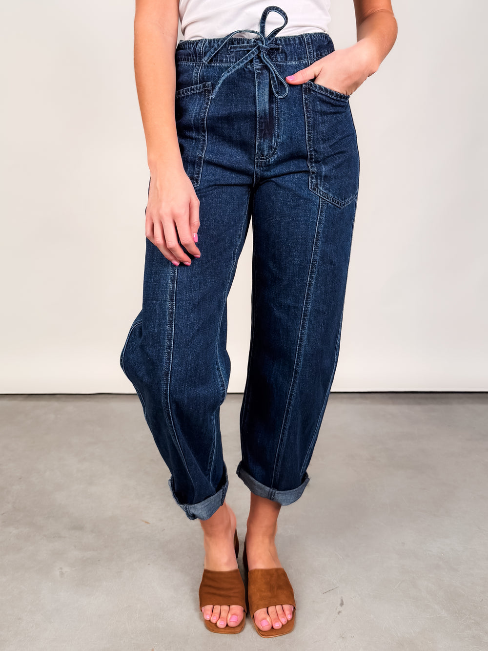 Villa Drawstring Barrel Leg in Blue Mood