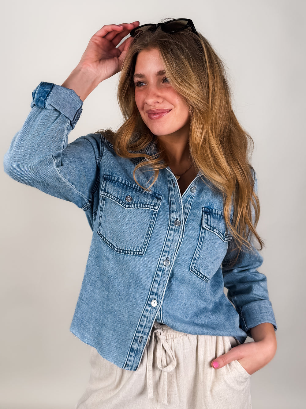 Posey LS Shirt W/ Frayed Hem