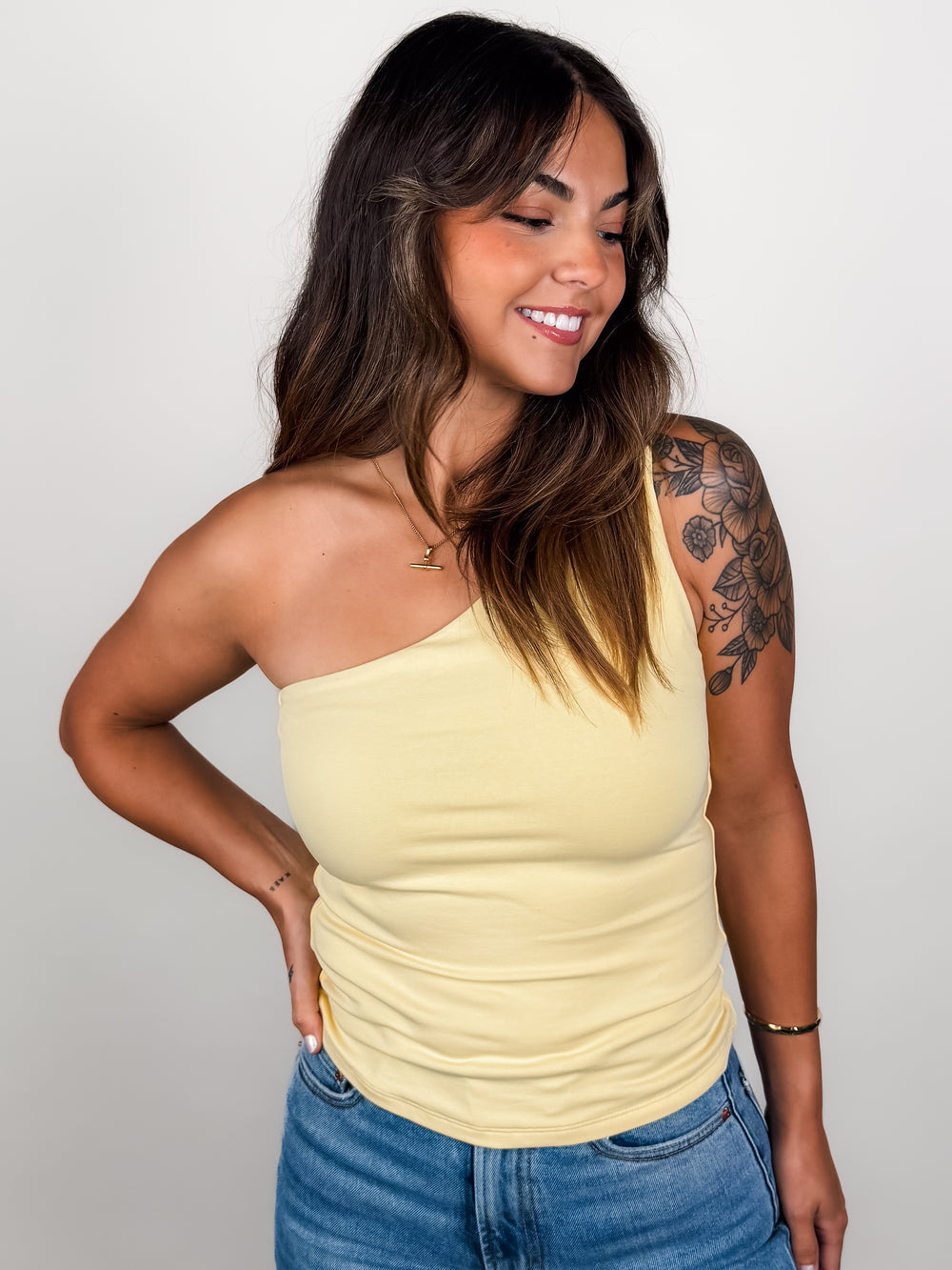Sunny Cotton Core One Shoulder Top