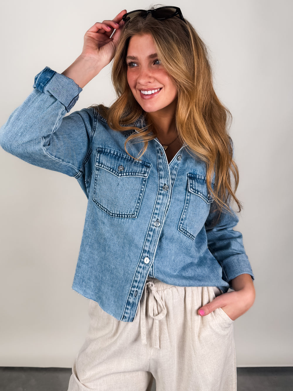 Posey LS Shirt W/ Frayed Hem