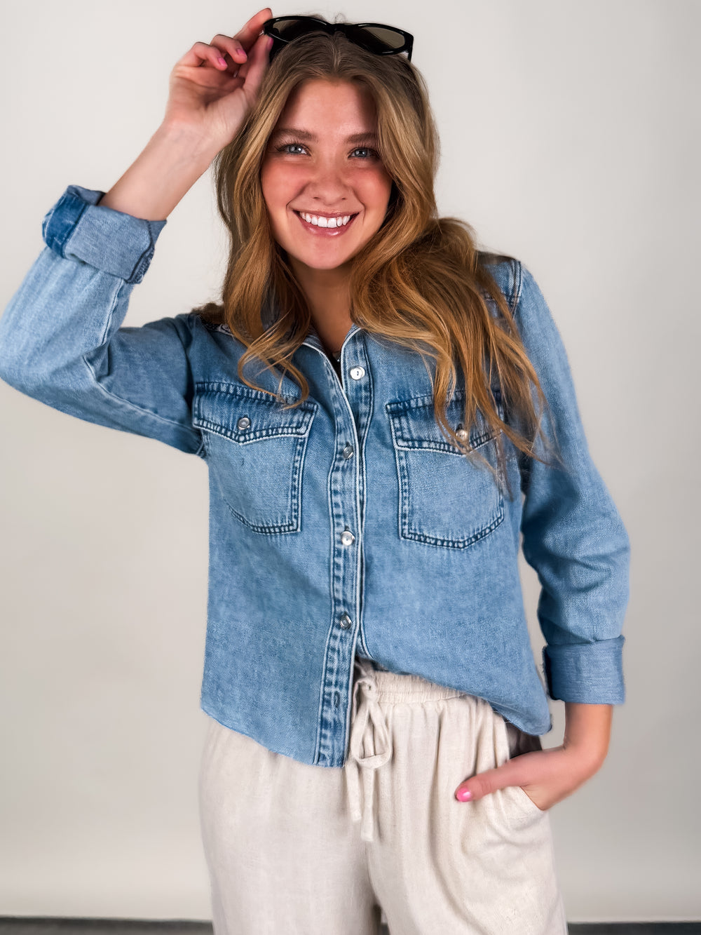 Posey LS Shirt W/ Frayed Hem