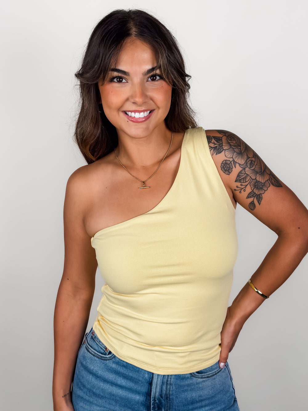 Sunny Cotton Core One Shoulder Top