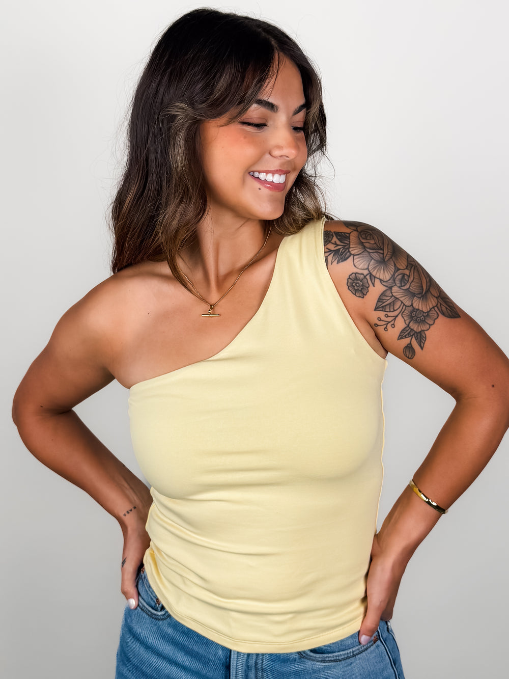 Sunny Cotton Core One Shoulder Top