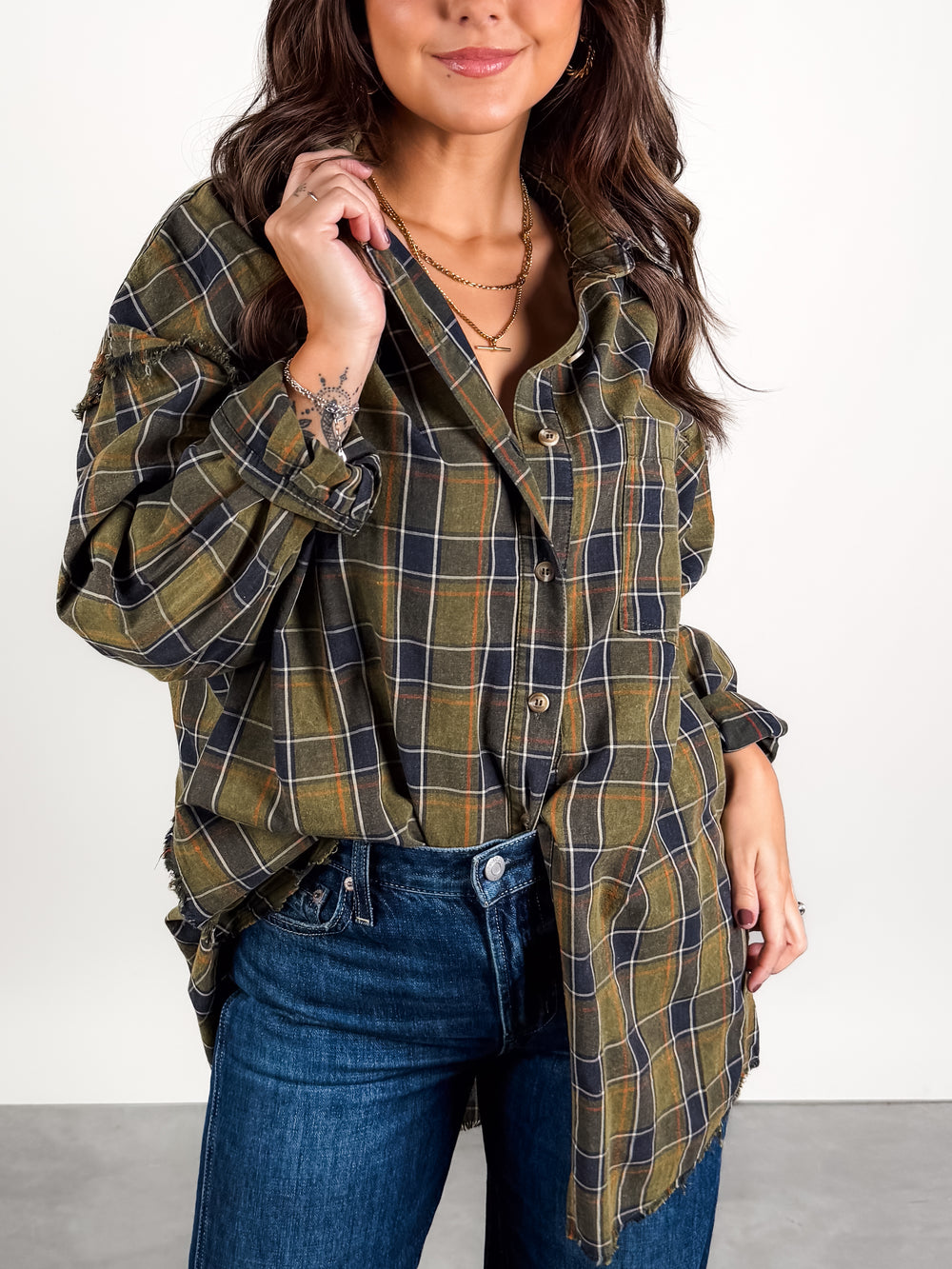 Our Show Oversized Plaid Shirt