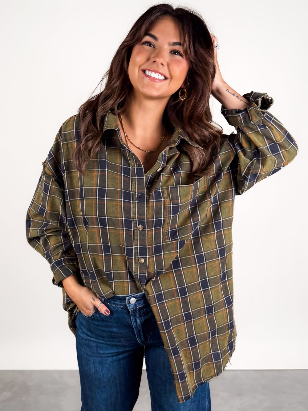 Our Show Oversized Plaid Shirt