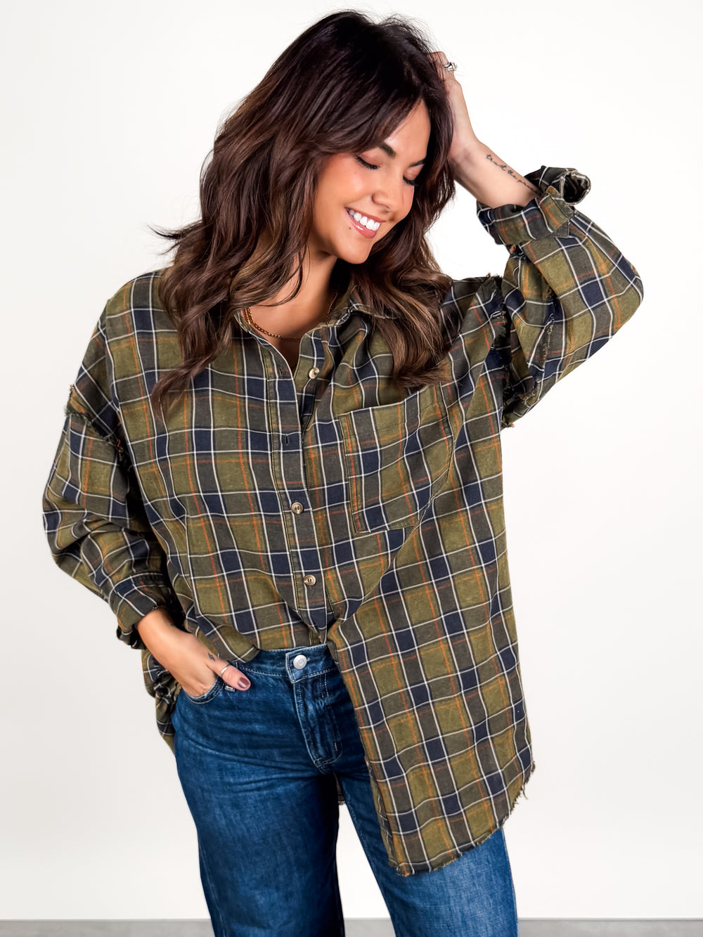 Our Show Oversized Plaid Shirt