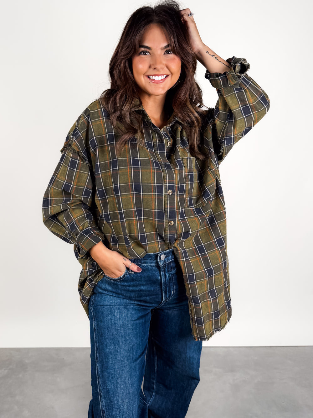 Our Show Oversized Plaid Shirt