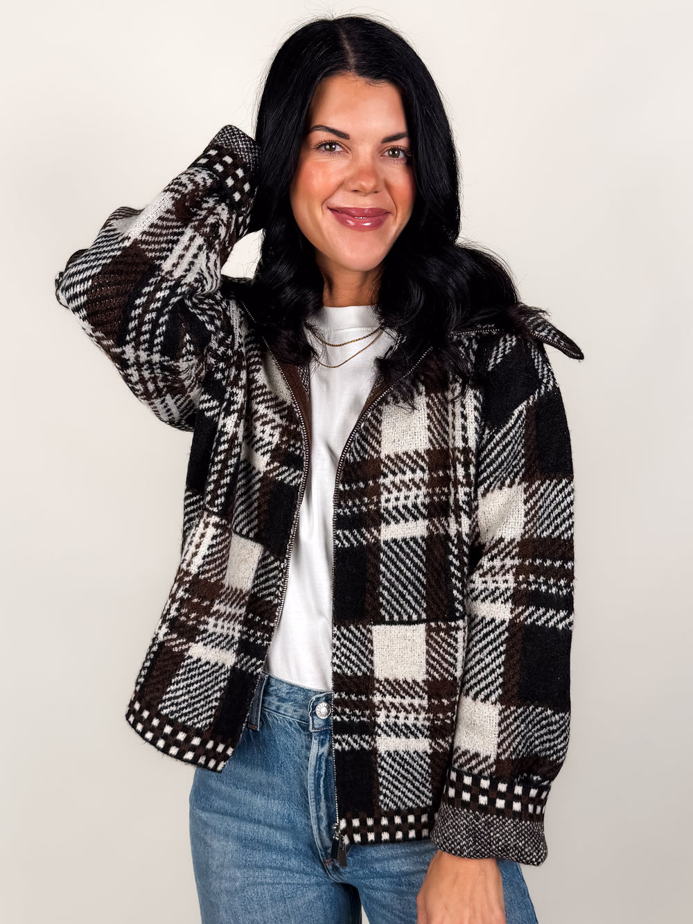 Rue Zip Up Sweater Knit Jacket