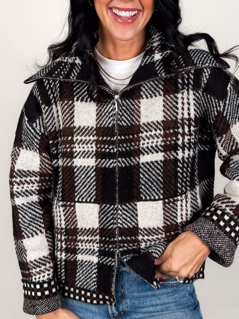 Rue Zip Up Sweater Knit Jacket
