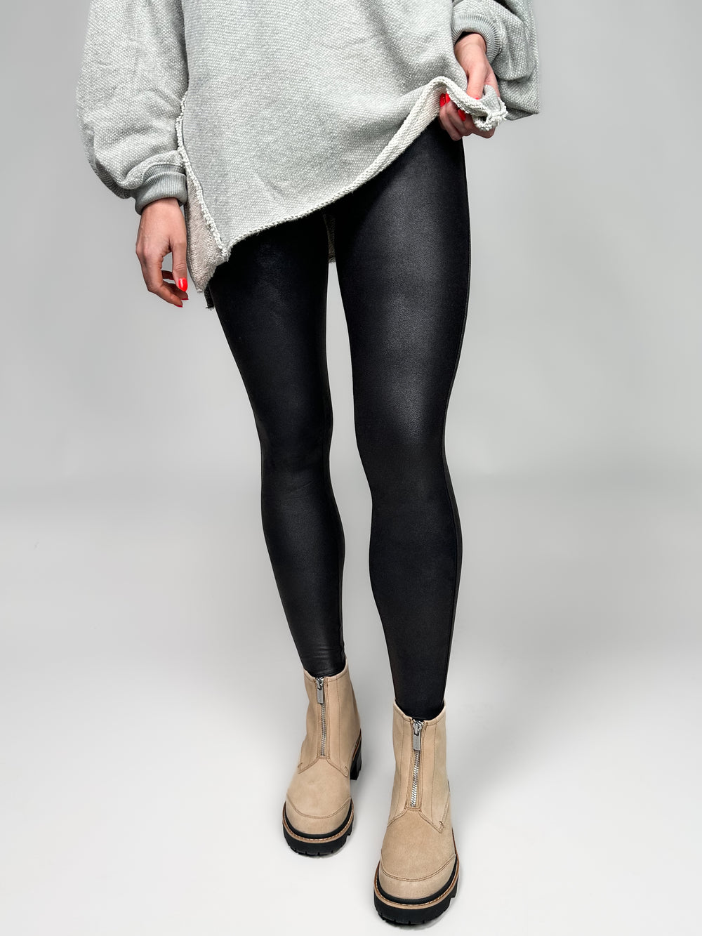 Faux Leather Fleece Lined Legging