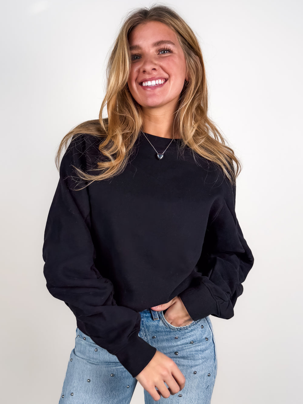 Shirred Sleeve Sweatshirt