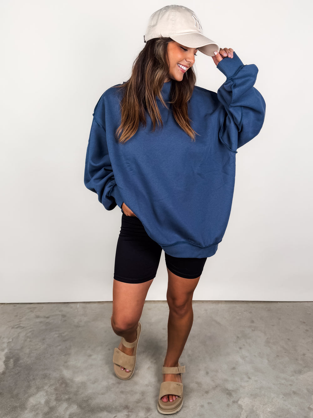 Solid Reversible Mock Neck Sweatshirt in