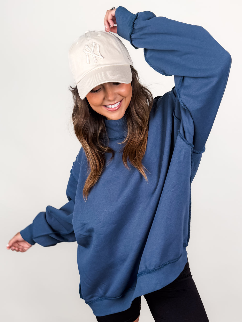 Solid Reversible Mock Neck Sweatshirt in