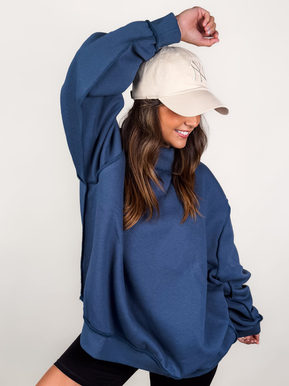 Solid Reversible Mock Neck Sweatshirt in