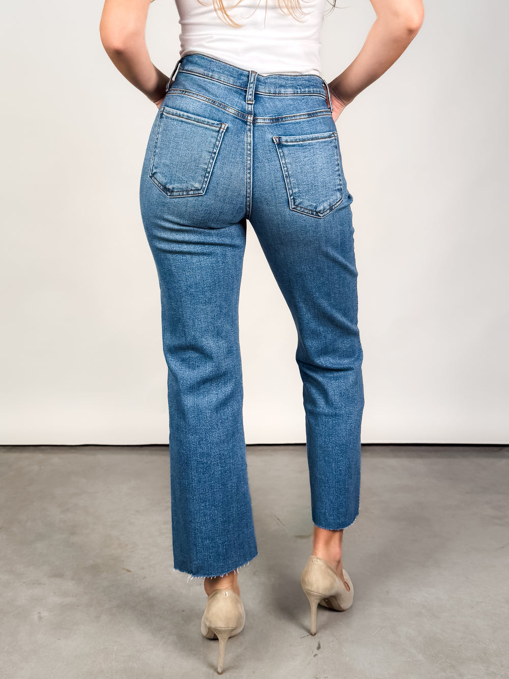 Avery High Rise Fab Ab Easy Straight Leg Raw Hem