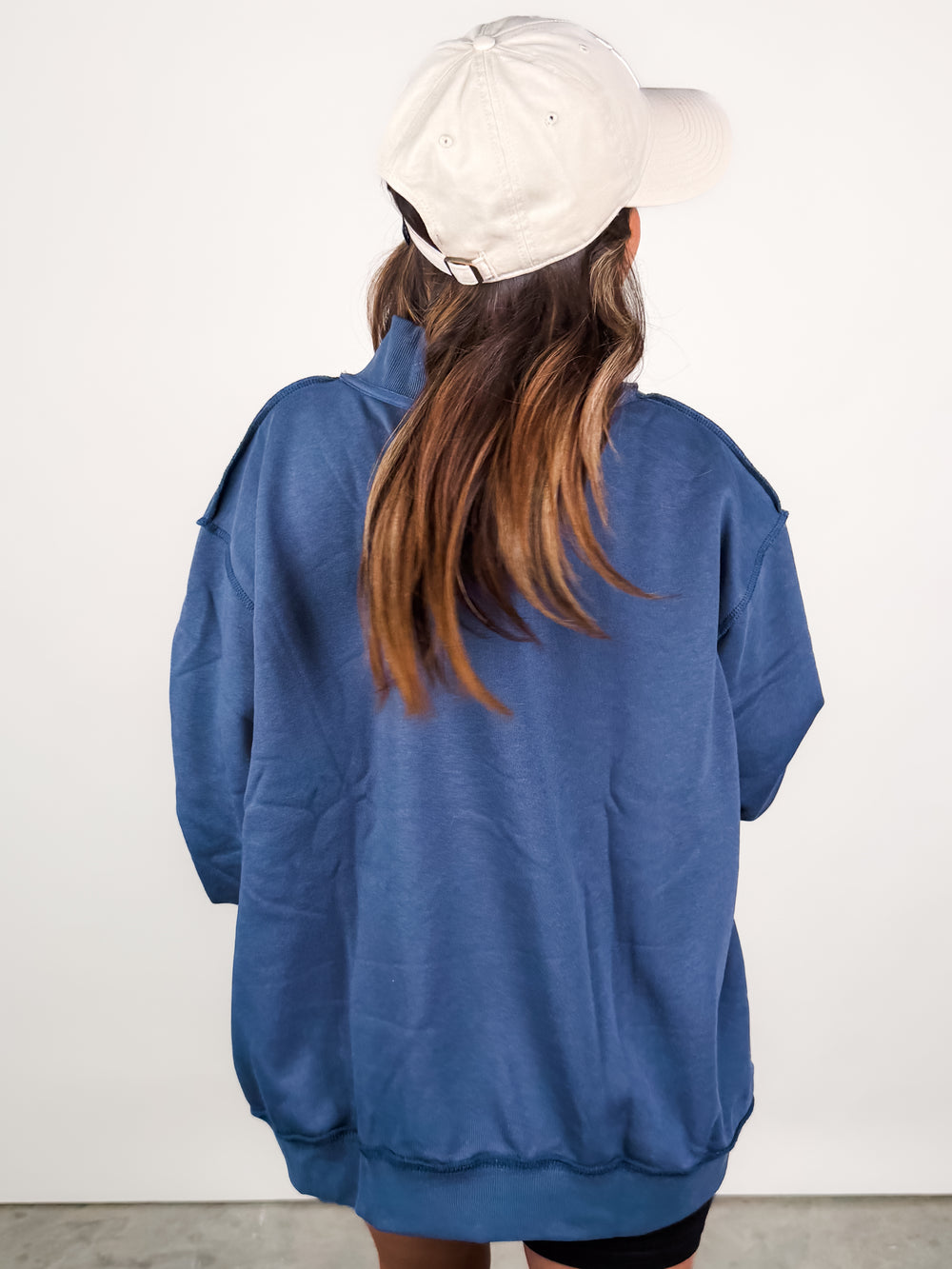 Solid Reversible Mock Neck Sweatshirt in