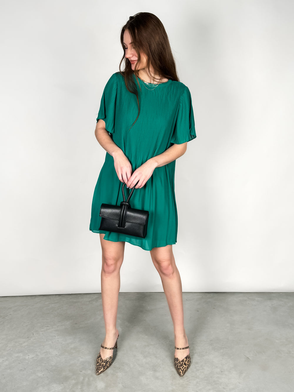 Jena Short Sleeve Pleated Dress