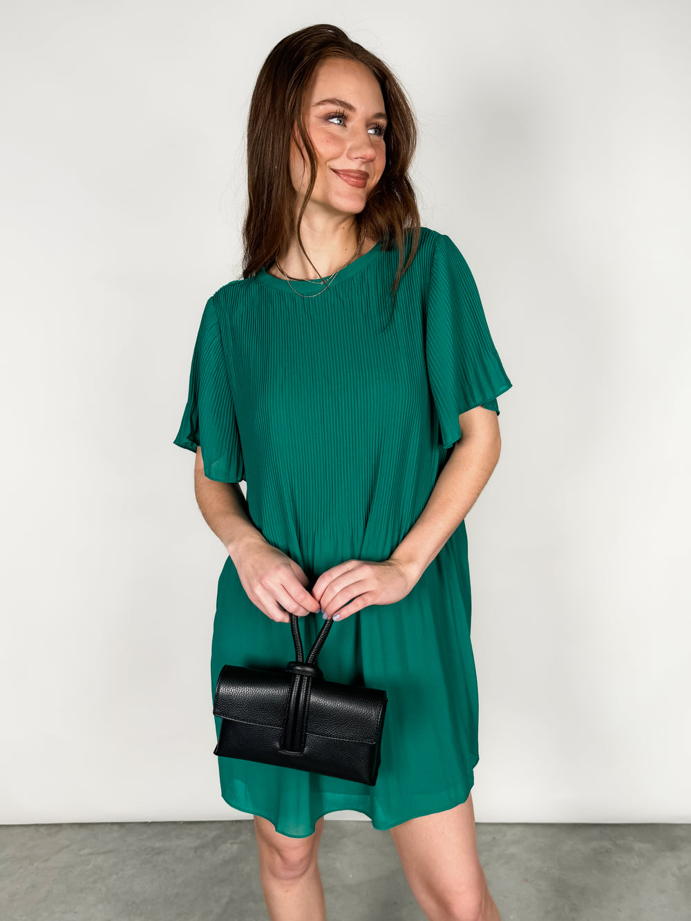 Jena Short Sleeve Pleated Dress