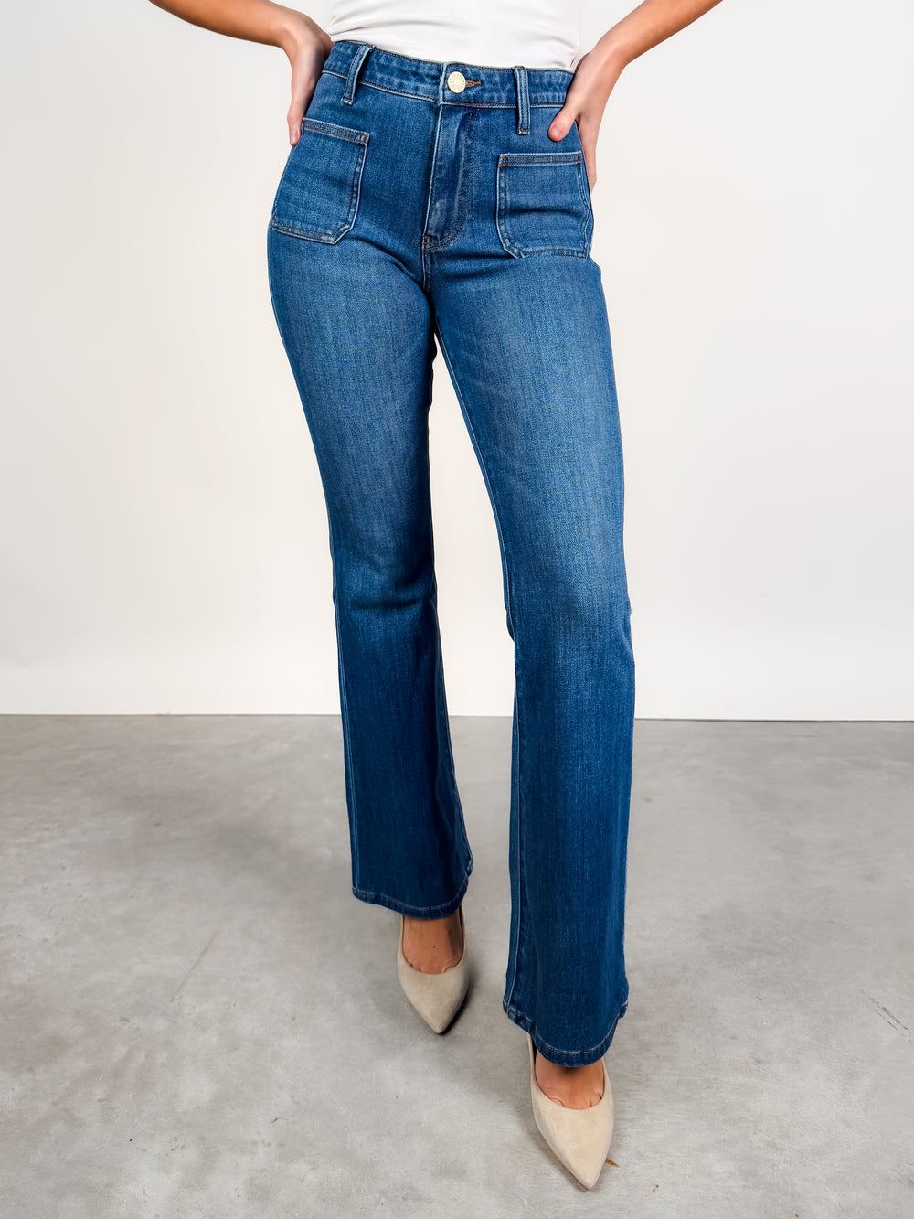 Ana High Rise Flare Patch Pockets in Apparent