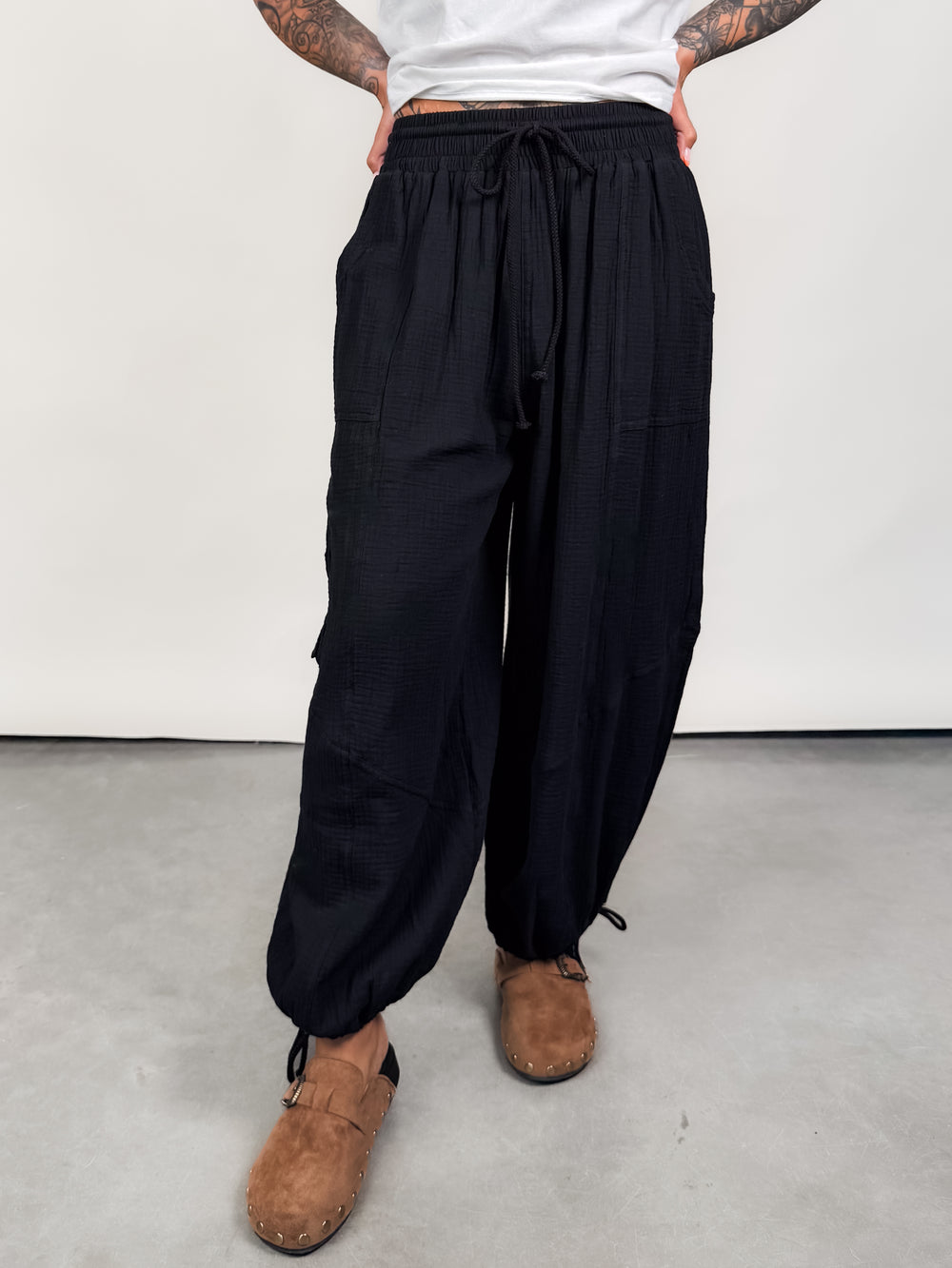 Talking It Out Gauze Parachute Pants