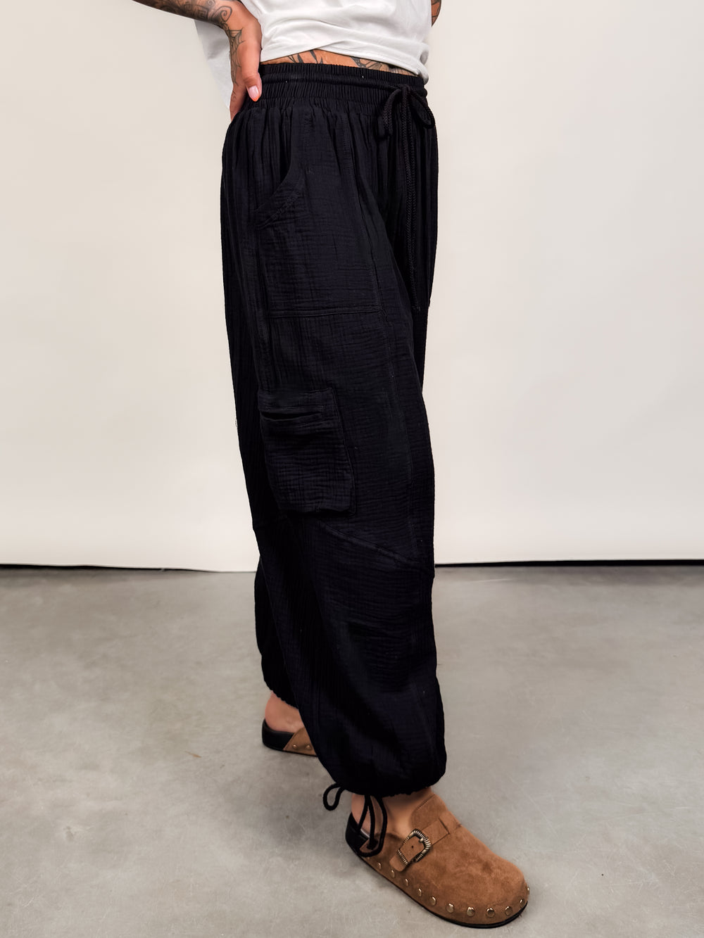 Talking It Out Gauze Parachute Pants