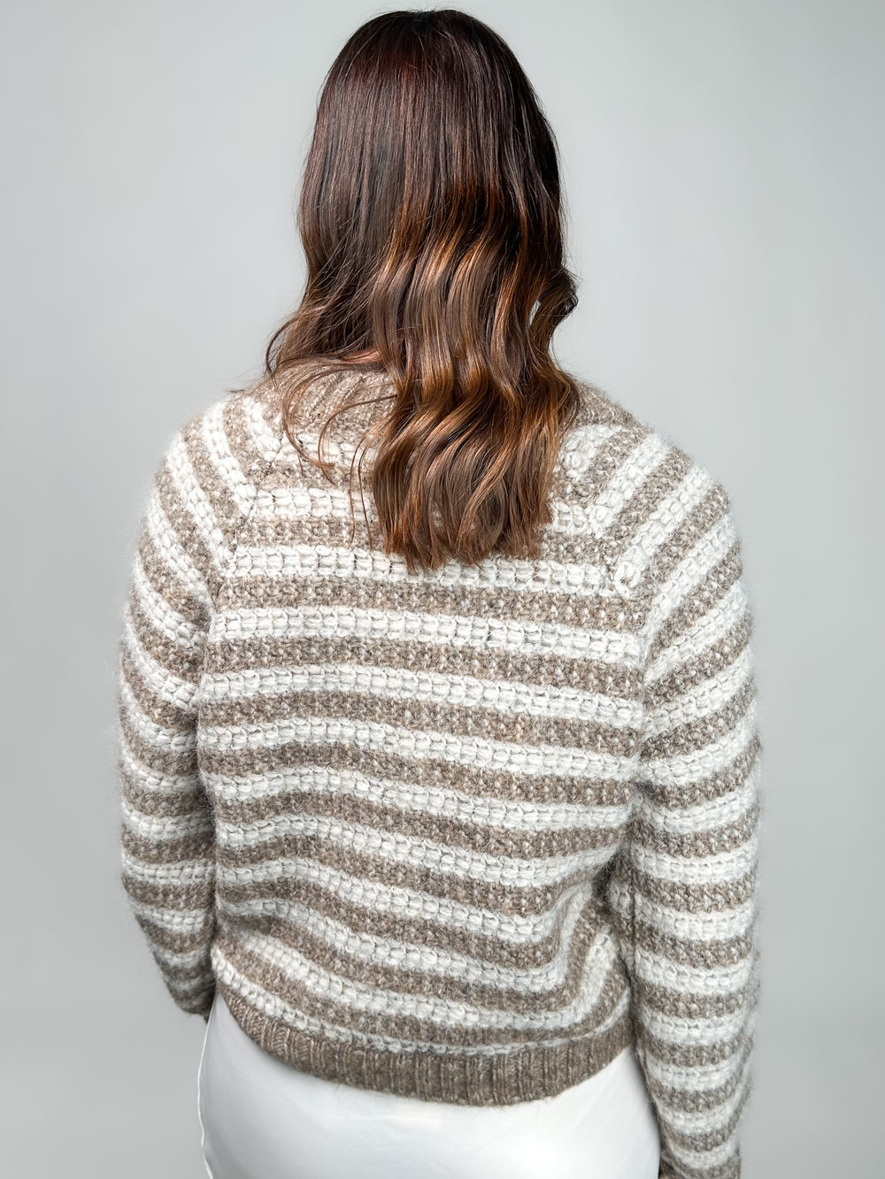 Este Metallic Stripe Cardigan