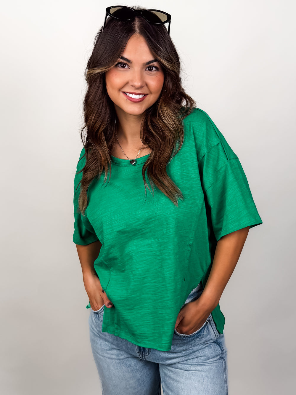 Vintage Wash Slub Cotton Split Hem Tee