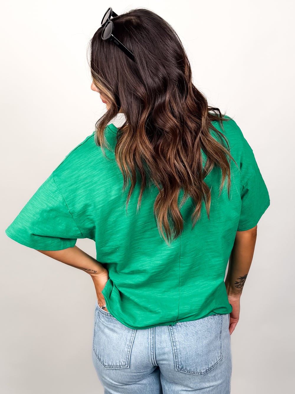 Vintage Wash Slub Cotton Split Hem Tee